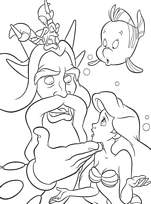 coloriage Arielle la sirene discute avec son papa